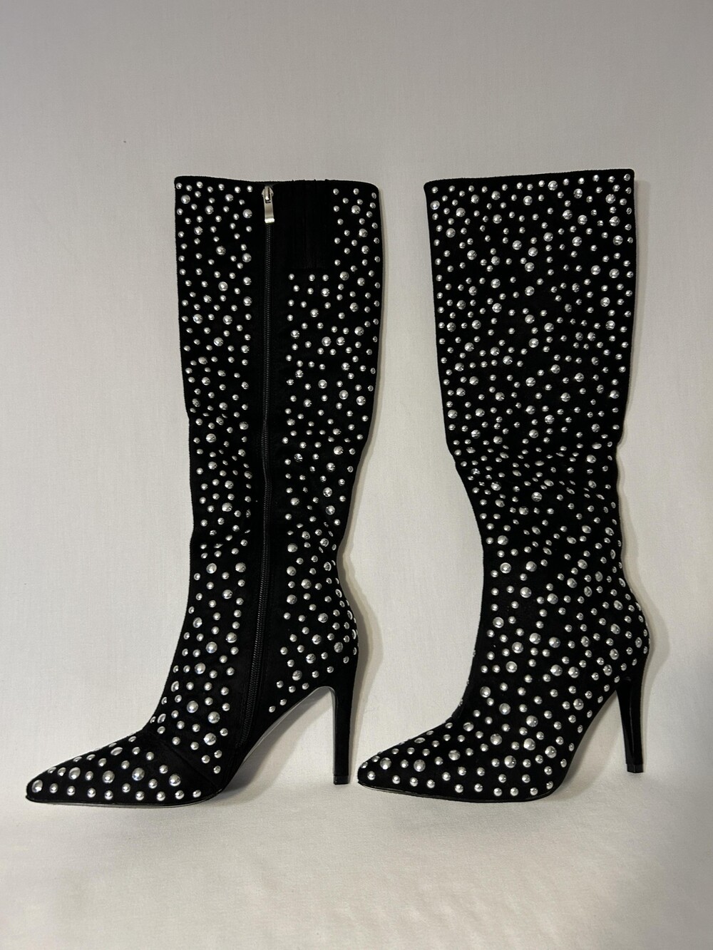 Lauren Lorraine Boots Womens Size 9 Black Haddie Studded Knee High Stiletto